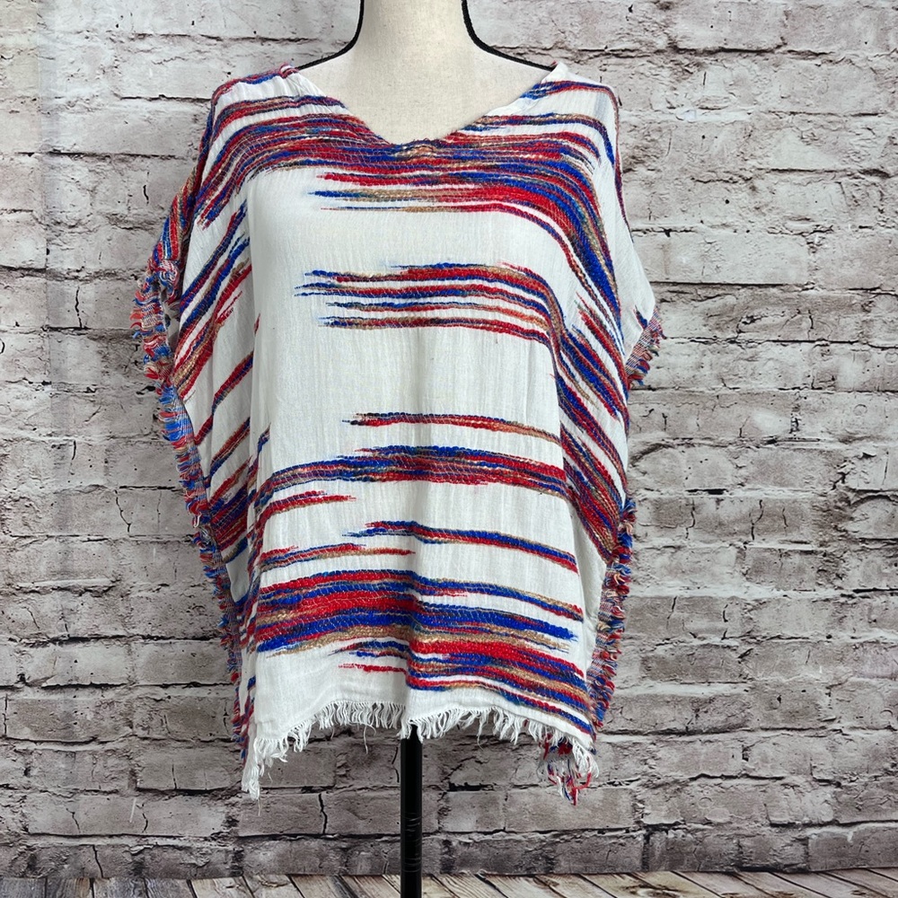 Dylan Womens Blended Woven Embroidered V-Neck Sleeveless Tunic Top L/XL